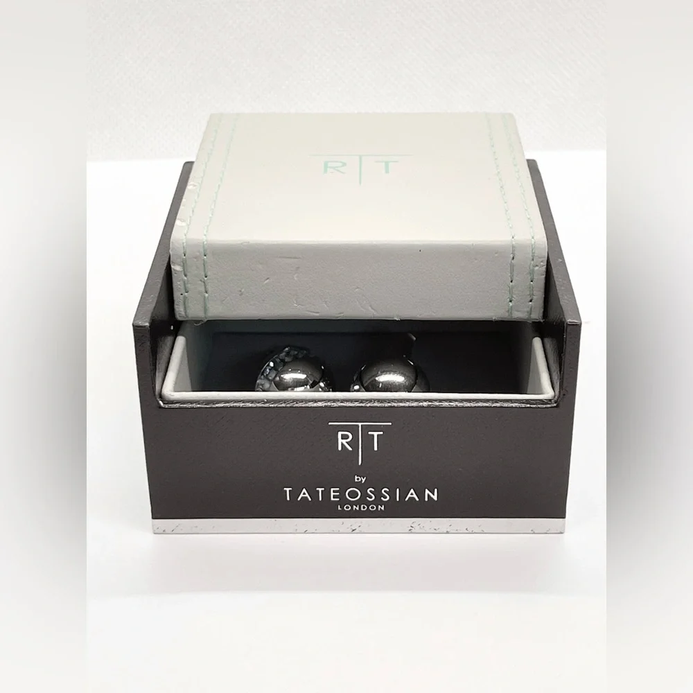 R|T by Robert Tateossian London Swarovski Blue Crystal Cufflinks Rhodium w Box